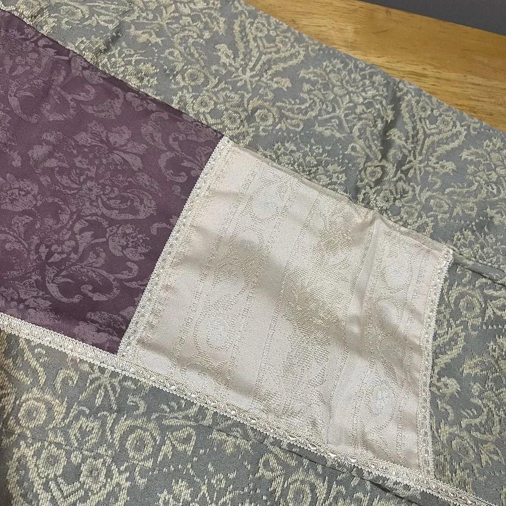 Croscill‎ CAITLIN Lined Valance Damask Floral Sage, Purple Patchwork 18x90